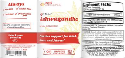 Ashwagandha 300 mg label