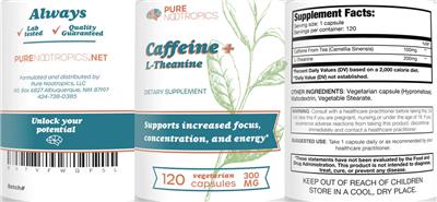 Caffeine + L-Theanine 300 mg label