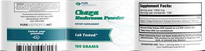 Chaga Mushroom Powder label