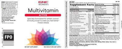 Multivitamin Active label