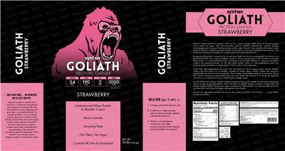 Goliath Protein Gainer Strawberry label