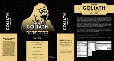 Goliath Protein Gainer Vanilla label