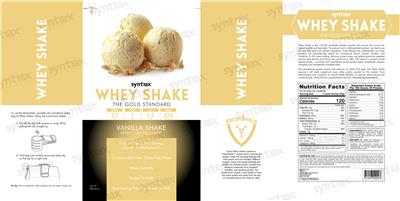 Whey Shake Vanilla Shake label