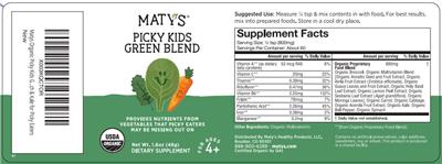 Picky Kids Green Blend label