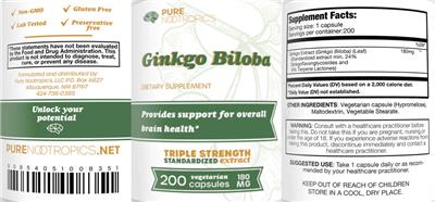 Ginkgo Biloba 180 mg label
