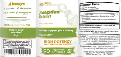 Jiagulan Extract 450 mg label