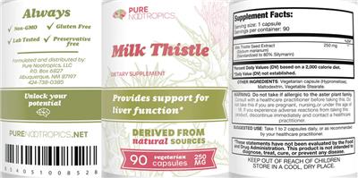 Milk Thistle 250 mg label