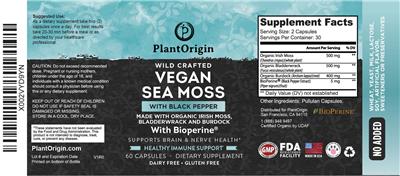 Vegan Sea Moss with Black Pepper label