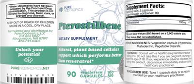 Pterostilbene 100 mg label