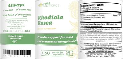Rhodiola Rosea 500 mg label