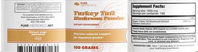 Turkey Tail Mushroom Powder label