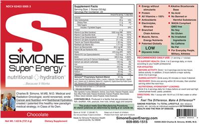 Simone Super Energy Chocolate label