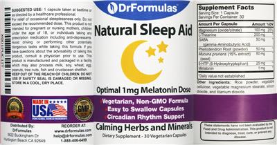 Natural Sleep Aid label