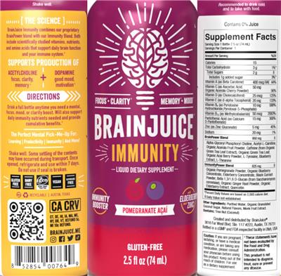 BrainJuice Immunity Pomegranate Acai label