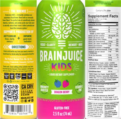 BrainJuice Kids Dragon Berry label