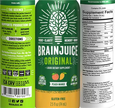 BrainJuice Original Peach Mango label