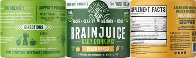 BrainJuice Daily Drink Mix Peach Mango label