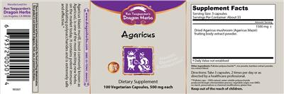 Agaricus 500 mg label