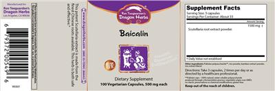 Baicalin 500 mg label
