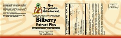 European Standardized Bilberry Extract Plus label