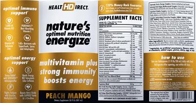 Nature's Optimal Nutrition Energize Peach Mango label