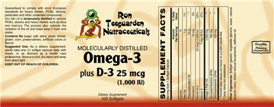 Molecularly Distilled Omega-3 plus D-3 25 mcg label