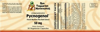 Standardized Pycnogenol 50 mg label