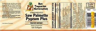 Standardized Saw Palmetto Pygeum Plus label