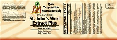 Standardized St. John's Wort Extract Plus label