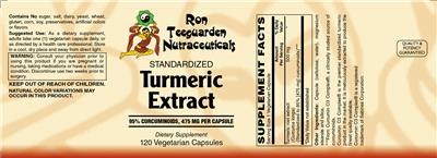 Standardized Turmeric Extract 475 mg label