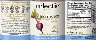 Beet Juice 440 mg label
