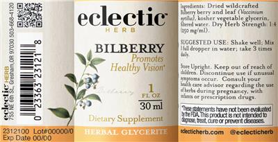 Bilberry Glycerite label