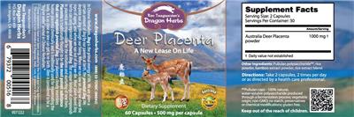 Deer Placenta 500 mg label