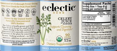 Celery Juice Powder label