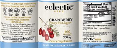 Cranberry 300 mg label