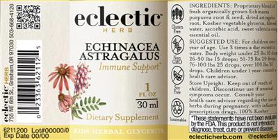 Echinacea Astragalus label
