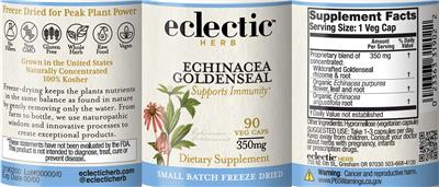 Echinacea Goldenseal 350 mg label