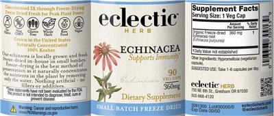 Echinacea 360 mg label