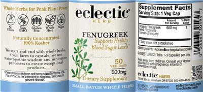 Fenugreek 600 mg label