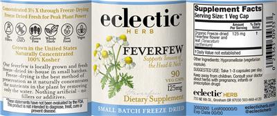 Feverfew 125 mg label