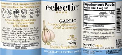 Garlic 550 mg label