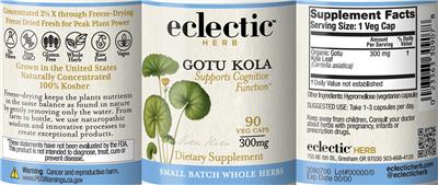Gotu Kola 300 mg label