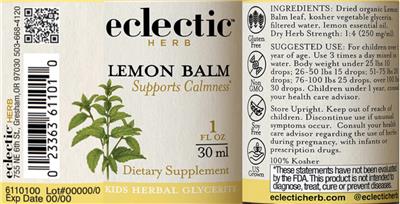 Kids Lemon Balm label