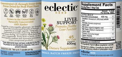 Liver Support 400 mg label