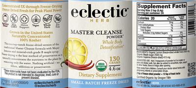Master Cleanse Powder label