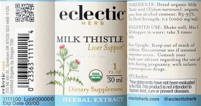 Milk Thistle Extract label