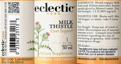 Milk Thistle Glycerite label