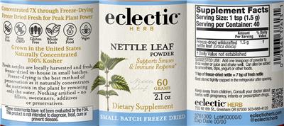 Nettle Leaf Powder label