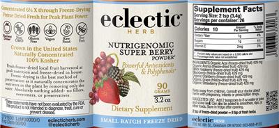 Nutrigenomic Super Berry Powder label