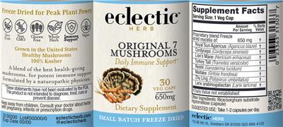 Original 7 Mushrooms 650 mg label